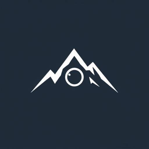 Pixel Peak Studios Logo - A stylized mountain peak with a camera lens