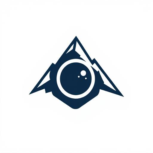 Pixel Peak Studios Logo - A stylized mountain peak with a camera lens